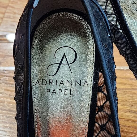Adrianna Papell Black Mesh Open Toe Jamie Heels Womens Size 7.5M - Picture 11 of 11